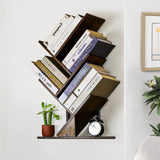 BESHIGH Wood Floating Hanging Shelves Storage for Wall, 4 Tier Wall Mount Tree Bookshelf for Displaying Books/CDs/Magazine, Unique Wall Bookcase for Home, Office, Living Room BESHIGH