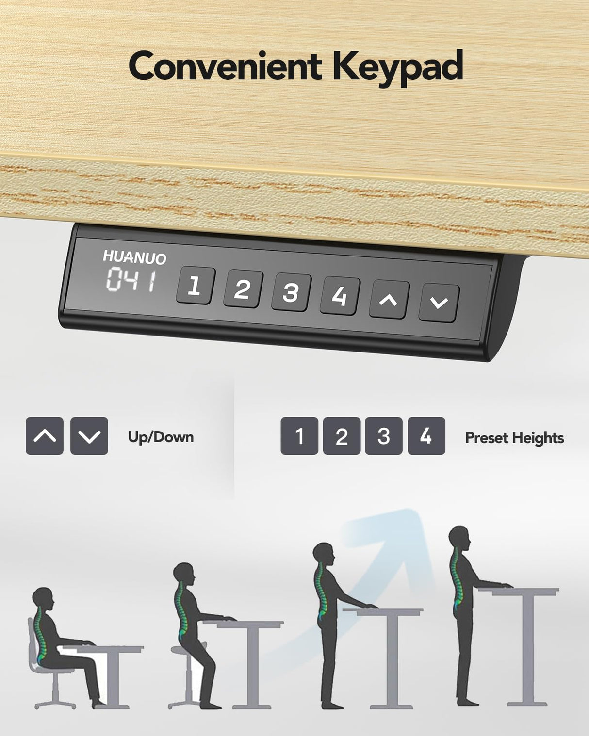 HUANUO Standing Desk Frame with 220lbs Powerful Brushless Motor, Double Crossbeam Structure, Thick Adjustable Desk Legs, for Max 35.4″ x 86.6″ Desktop, for Home Office, Black Frame Only HUANUO