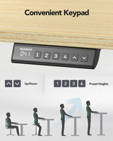 HUANUO Standing Desk Frame with 220lbs Powerful Brushless Motor, Double Crossbeam Structure, Thick Adjustable Desk Legs, for Max 35.4″ x 86.6″ Desktop, for Home Office, Black Frame Only HUANUO