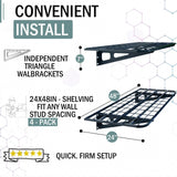 4-Pack 2x4ft Garage Wall Shelving, 4 Shelf Total 16 ft(L) Garage Shelving Wall Mounted, Heavy-Duty Storage Shelves, Perfect for Holding Storage Bins, Sporting Goods, Tools, and More Space-Saving ZoffyFabrizio