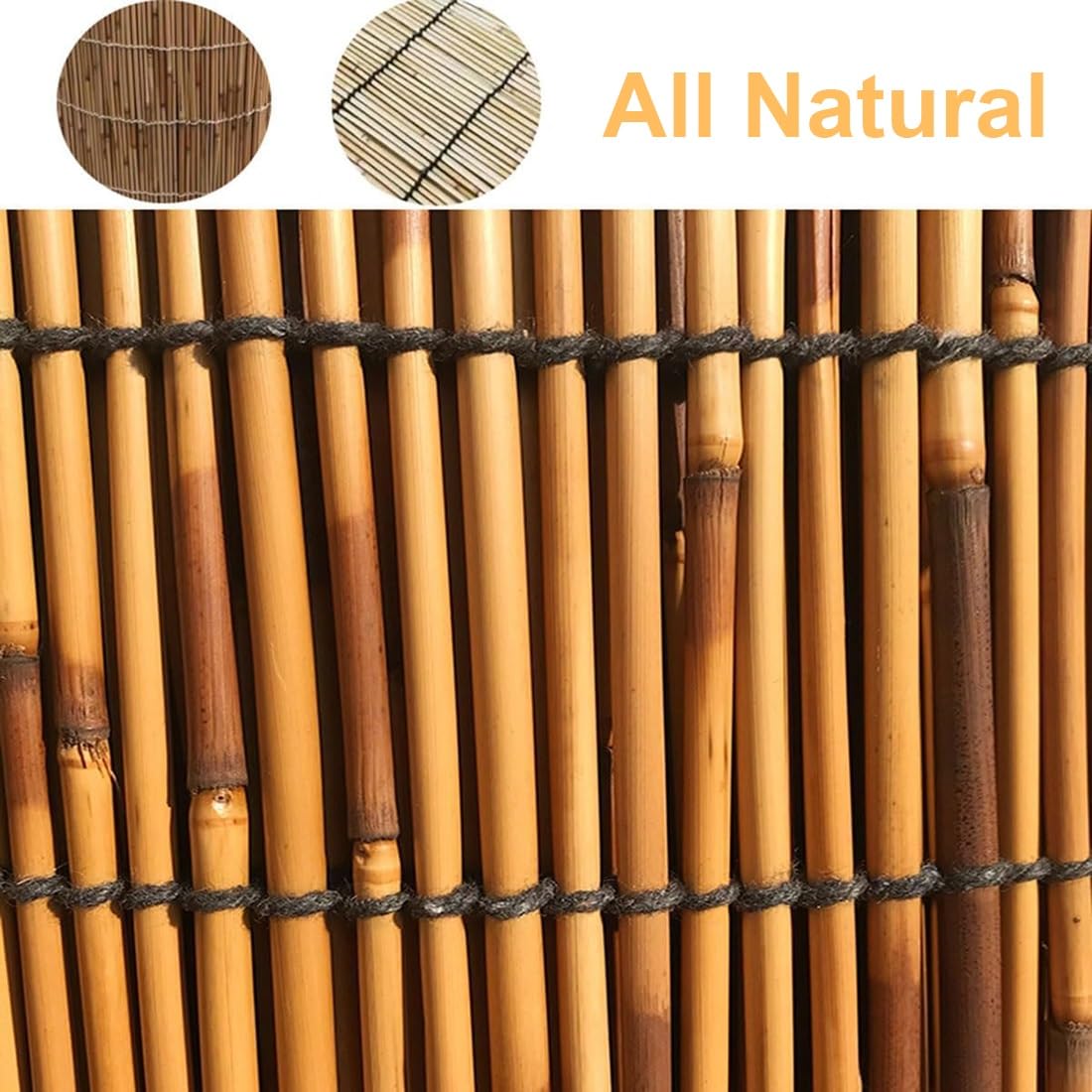 Bamboo Fencing Roll｜Natural Balcony Privacy Fence｜3x10FT / 6x50FT / 5.5x40FT / 4x16.4FT / 5x26FT / 4.5x20FT / Backyard Divider Decorative Fences｜Bamboo Wall Covering Easy to Install(3FTx10FT)