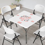 VINGLI 34" Fold in Half Square Table, Bi-Folding Commercial Table, Portable Plastic Dining Card Table for Kitchen or Outdoor Party Wedding Event, White VINGLI