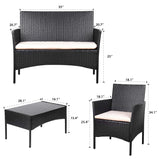 Homall 4 Pieces Patio Rattan Chair Wicker Set,Outdoor Indoor Use Backyard Porch Garden Poolside Balcony Furniture (Black and Beige) Homall