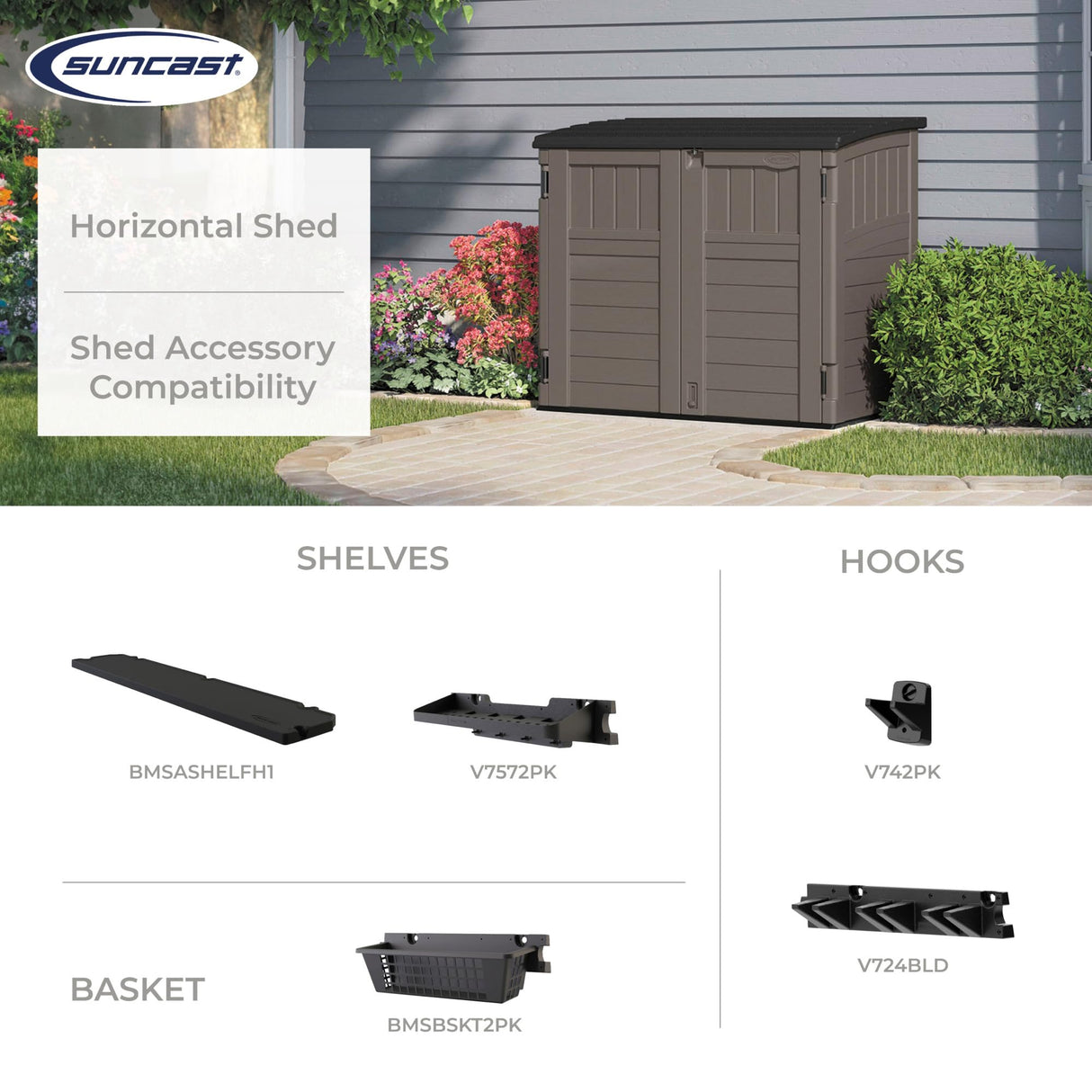 Horizontal Shed by Suncast®, Made in The USA Suncast