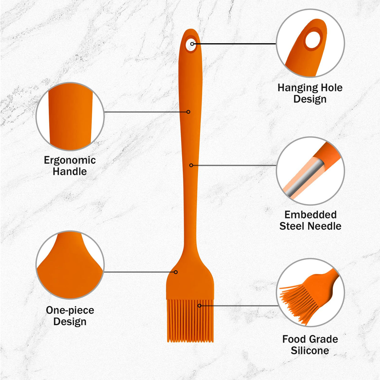 Craebuer Silicone Basting Pastry Brush, 5 Pack Heat Resistant Cooking Brush for Oil Butter Sauce, Food Brush for BBQ Grill Barbeque Kitchen Baking Cooking Craebuer