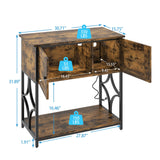 UVANIOHOM 20-29 Gallon Fish Tank Stand with Power Outlets & LED Light, Cabinet for Aquarium Stand Accessories Storage, Metal Fish Tank for Turtle Tank, 30.7" L*15.7" W Tabletop, 330LBS Capacity, Brown UVANIOHOM