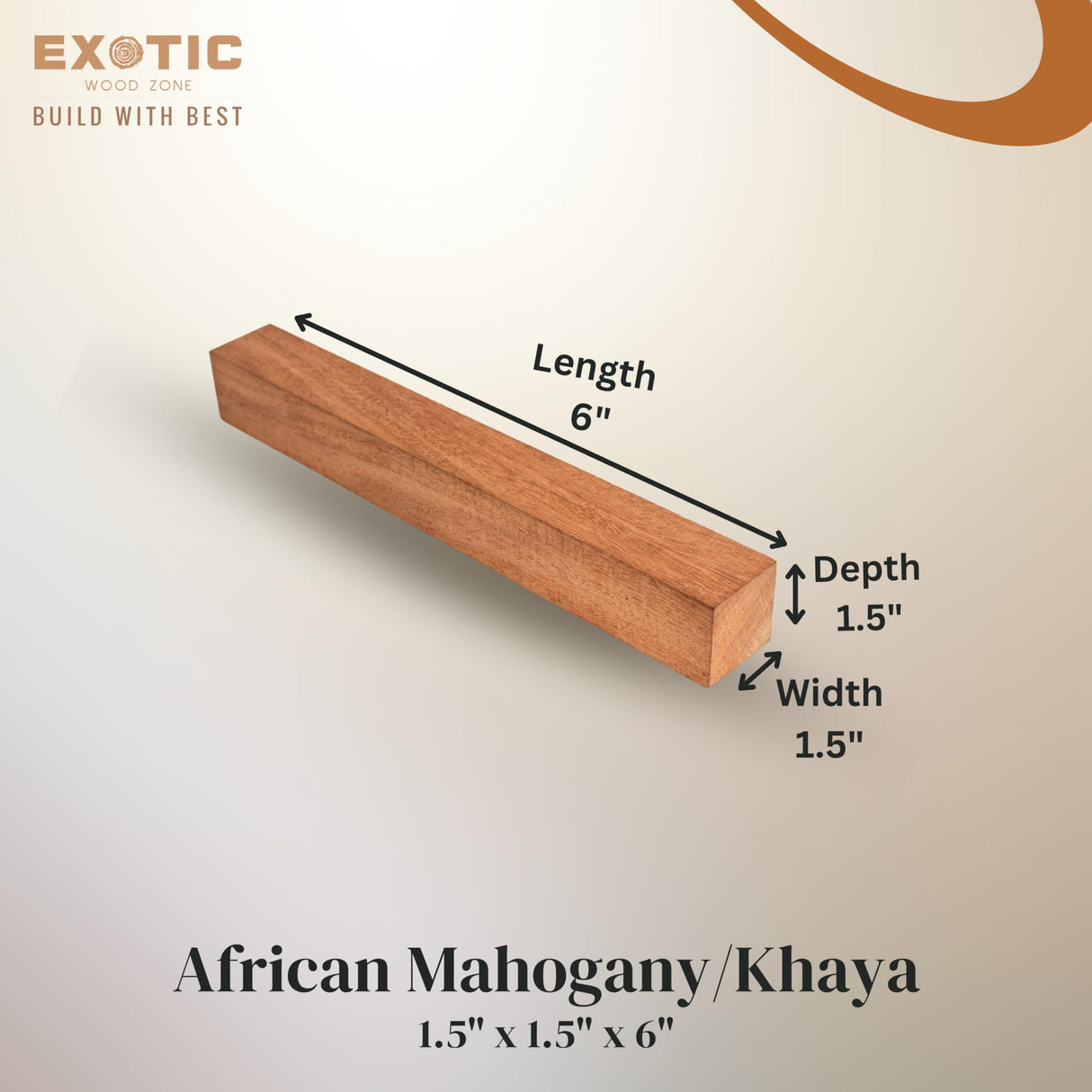 Exotic Wood Zone African Mahogany Turning Blanks (4 pcs) - Kiln Dried Hardwood for Eco-Friendly Woodworking, Woodturning, Wood Lathe, Sustainable Wood, Woodcraft, DIY Projects (1-1/2" x 1-1/2" x 6") Exotic Wood Zone