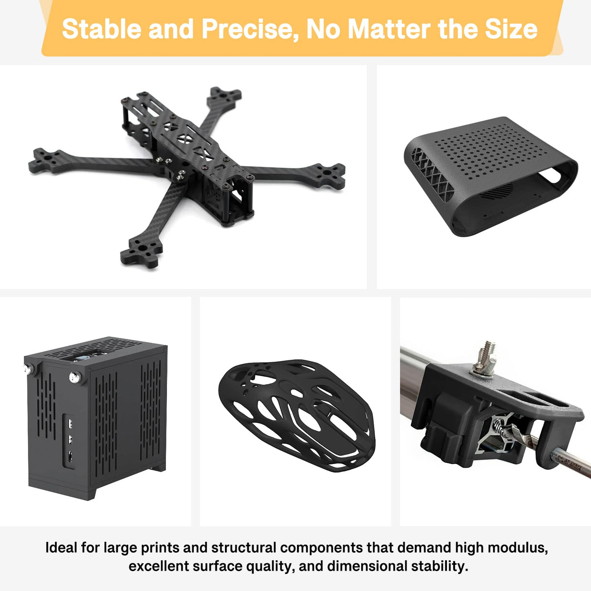 YXPOLYER Carbon Fiber ABS Filament 1.75mm 1kg ABS-CF 3D Printer Filament with Transparent Reusable PC Deformation-Resistant Spool fit AMS yxpolyer