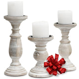 Candle Holders for Pillar Candles, Wooden Table Centerpiece, Set of 3, Wood Candle Holders, Rustic Pillar Candle Holder, Farmhouse Candle Holders Fireplace White MAINEVENT