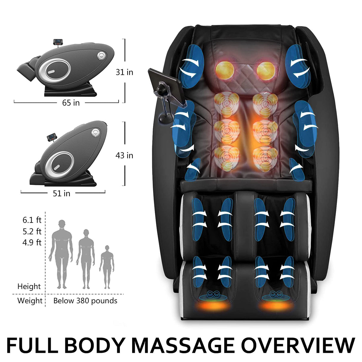 BILITOK Massage Chair with Zero Gravity, Full Body Massage Chair Recliner with Airbags, Heating, Bluetooth Speaker, Foot Roller, Touch Screen, Gold BILITOK