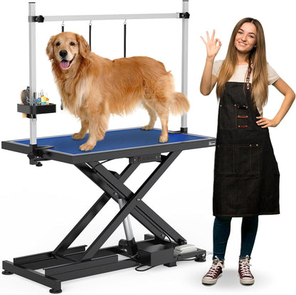 YITAHOME 50" Electric Dog Grooming Table, Professional Heavy Duty Grooming Table for Dogs at Home, Adjustable Overhead Arm & Anti Slip Tabletop & Tool Organizer, Large Pet Grooming Station, B - WoodArtSupply