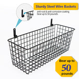 3 Set [Extra Large]Hanging Wall Wire Baskets, Farmhouse Food Storage Kitchen Pantry Laundry Closet Garage RV,Black Joben Oligey