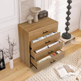 YIGOBUY Wooden Dresser for Bedroom Oak 4 Drawer Tall Dressers Small Chest of Drawers Modern Storage Cabinet Organizer Unit for Closet, Cloakroom, Entryway Comoda para Habitacion con Cajones YIGOBUY