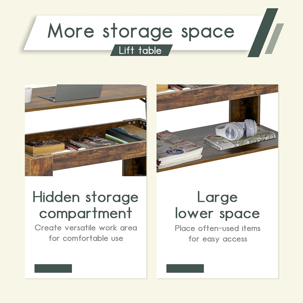 FDW Lift Top Coffee Table with Hidden Storage Compartment & Lower Shelf,Coffee Table with Lift Top for Living Room FDW