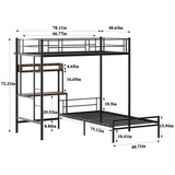Bellemave Twin Over Twin bunk Bed with Desk, loft Bed with Desk and Shelves, Twin Over Twin Metal Bunk Beds with Charging Station, Black Bellemave