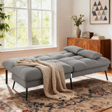 COMHOMA Convertible Sofa Bed,72″Fabric Couch with Adjustable Backrest,Loveseat Recliner Sleeper Living Room Furniture futon Set (Grey) COMHOMA