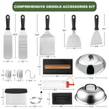 24Pcs Griddle Accessories Set, Stainless Steel Flat Top Grill Spatula Kit for Outdoor Barbecue Camping Cooking, Included Basting Cover, Scraper, Cast Iron Grill Press, Carrying Bag EWFEN