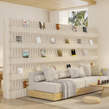 Folding Paper Room Divider Bookshelf with 3 Tier Storage Shelves, Portable DIY Decorative Privacy Screens Partition Wall for Space Separation/Home/Office/Library/Exhibition HELLOPAPO