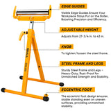 SHALL 2-Pack Folding Roller Stand - Heavy Duty 250 LBS Load Capacity - 27.8-43'' Adjustable Height - for Table Saw Outfeed Woodworking SHALL