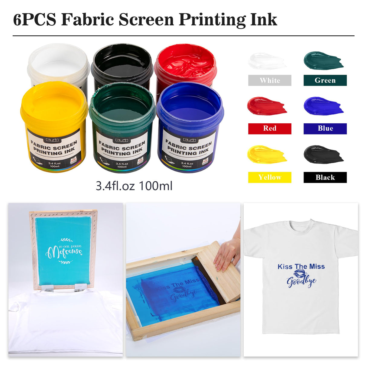 Caydo 66 PCS All-in-One Screen Printing Kit - 50W LED UV Exposure Screen Printing Light, Screen Printing Ink, Screen Printing Photo Emulsion, Instructions Caydo