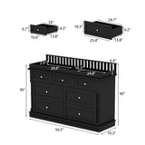 Timechee Baby Dresser with Changing Table Top, Black Dresser for Nursery with 7 Storage Drawers, Multi-Functional Baby Changing Table, Modern Diaper Nursery Dressers Station for Kids Bedroom Timechee