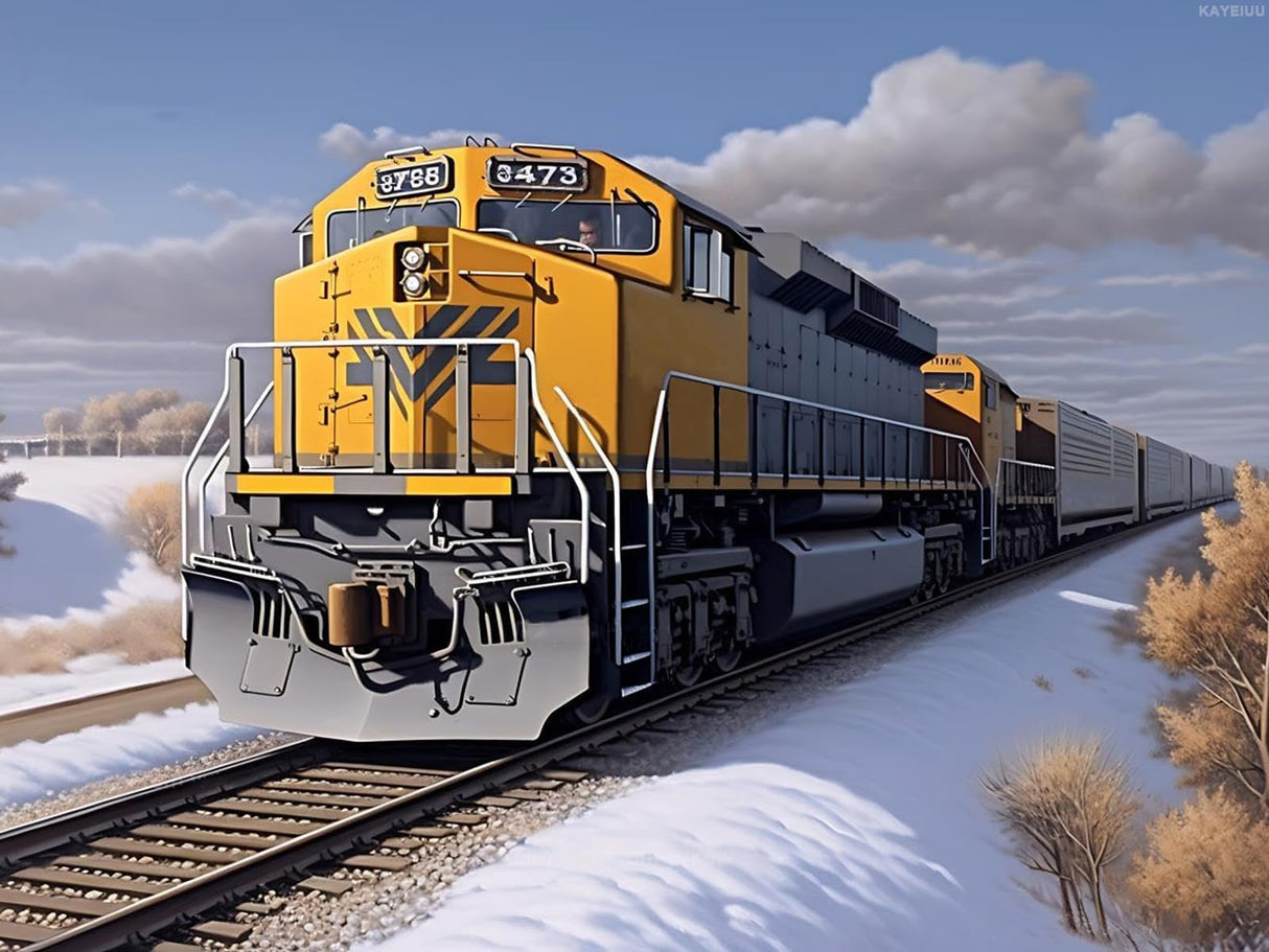 KAYEIUU 5D Retro Train Diamond Painting Kits Animated Train in The Mountains for Adults, DIY Full Drill Crystal Arts and Crafts, Home Wall Decor Gifts 12x16inch KAYEIUU