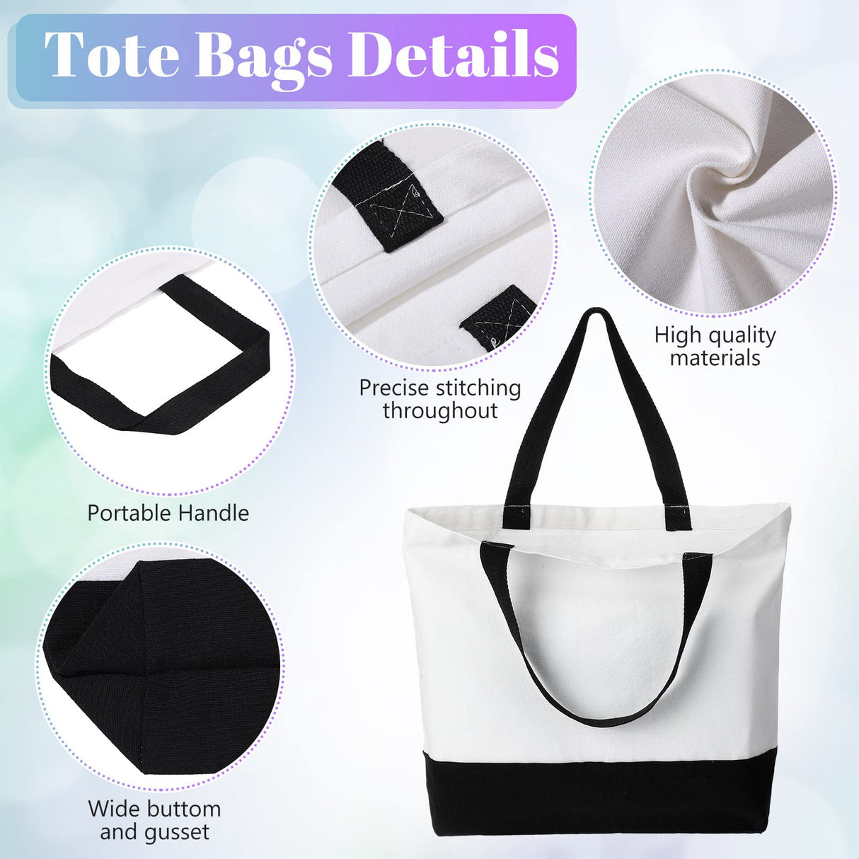 Wesiti 28 Piece Blank Canvas Tote Bag and Makeup Bag Bulk Plain Cotton Tote Bag with Handle Cosmetic Pouch with Zipper Reusable Grocery Bag for DIY Sublimation Embroidery Craft Wedding Christmas Gift Wesiti