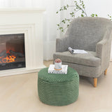 Stuffed Pouf Ottoman with High Density Foam Filler Plush Fiber Ottoman Poufs Pouf Stool Ottoman Round Foot Stool Storage Ottoman 20 x 12 Inches Floor Pouf Ottoman Foot Rest for Living Room Green AbunHeri