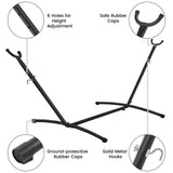 Yaheetech Double Hammock w/Stand, 2-People Hammock & Stand Set w/Storage Bag & Carrying Bag, Outdoor/Indoor Heavy-Duty Portable Hammock, 450LB Capacity - Desert Stripe Yaheetech