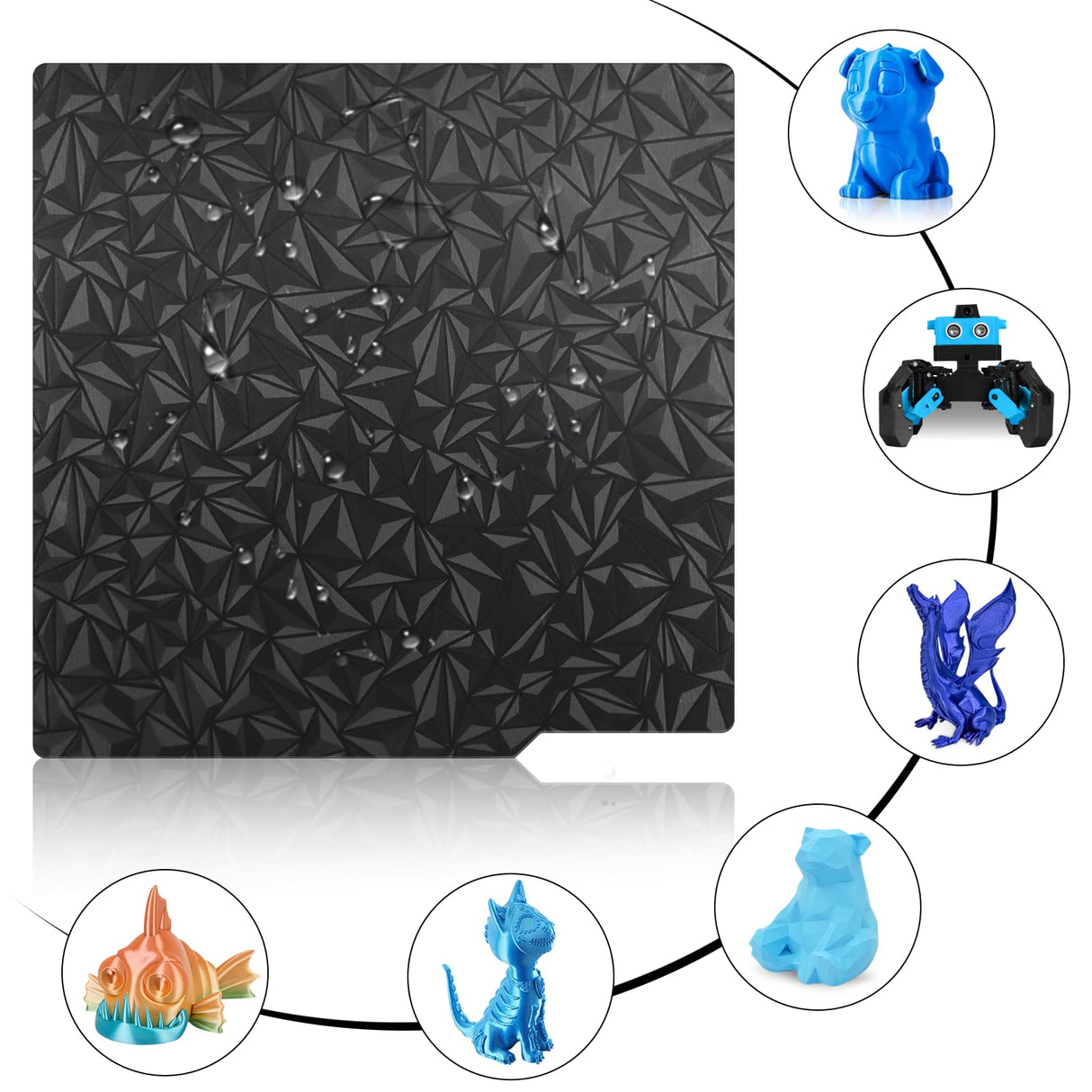 CCTREE PEO Diamond Build Surface Sticker 257x257mm, 3PCS 3D Print Heat Bed Platform Sticker Without Spring Steel Sheet and Magnetic Base for Bambu Lab X1/X1C/P1P/P1S/A1 3D Printers CCTREE