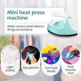 Honoson Mini Craft Iron Mini Heat Press Small Iron Portable Handy Tiny Flatiron with Charging Base Accessories for Fuse Beads Patch DIY Shoes T-Shirts Heat Transfer Vinyl Projects(Mint Green) Honoson