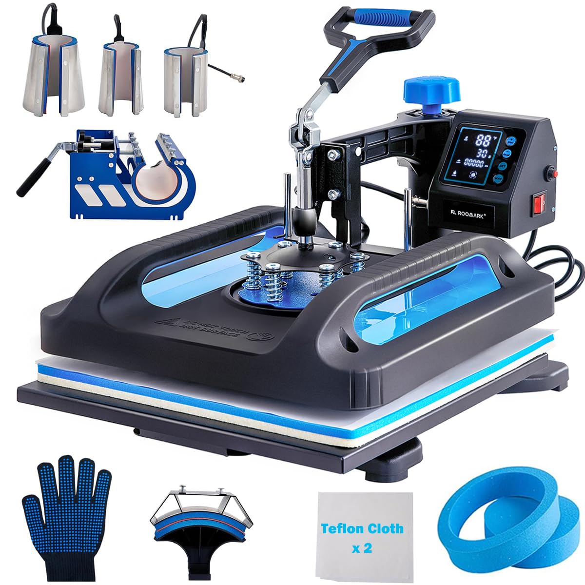 15"x15" Heat Press Machine,with Upgraded Smart Controllers, Counting Function, 8 in 1 Multifunction Sublimation Combo Heat Transfer Machine for T-Shirts, Hat,Mug,﻿﻿﻿﻿Plate BOVONO