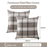 CARRIE HOME Brown Plaid Pillow Covers 18x18 Set of 2 Farmhouse Plaid Decorative Throw Pillows for Living Room Couch Sofa CARRIE HOME