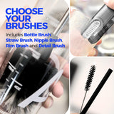 Holikme 6 Pack Bottle Brush Set, 14" Long Handle Stainless Steel Bottle Cleaner Brush, 3 Straw Brushes, 3-in-1 Bottle Cleaning Brush for Water Bottle, Baby Bottle, Straws Black Holikme