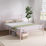 Novilla Queen Bed Frame with Headboard and Footboard, 14 Inch Metal Platform Bed Frame with Under Bed Storage, No Box Spring Needed, Strong Metal Slats Support, Pink Novilla