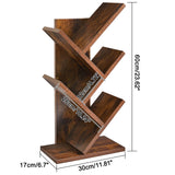 YMYNY Tree Bookshelf, 4-Tier Book Storage Organizer Shelves,Rustic Brown, HBC014H YMYNY