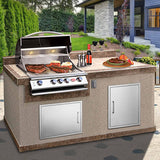 Outdoor Kitchen Doors- 30" W x 21" H - Stainless Steel BBQ Double Access Door,Flush Mount for Outdoor Kitchen and BBQ Island yuxiangBBQ