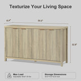 OAKHAM HOME Oxford 4 Door Storage Cabinet Fluted Sideboard Large Buffet with Adjustable Shelves, Multifunctional Accent Cabinet Console Cabinet for Living Room (Sunwashed Ash Oak) OAKHAM HOME