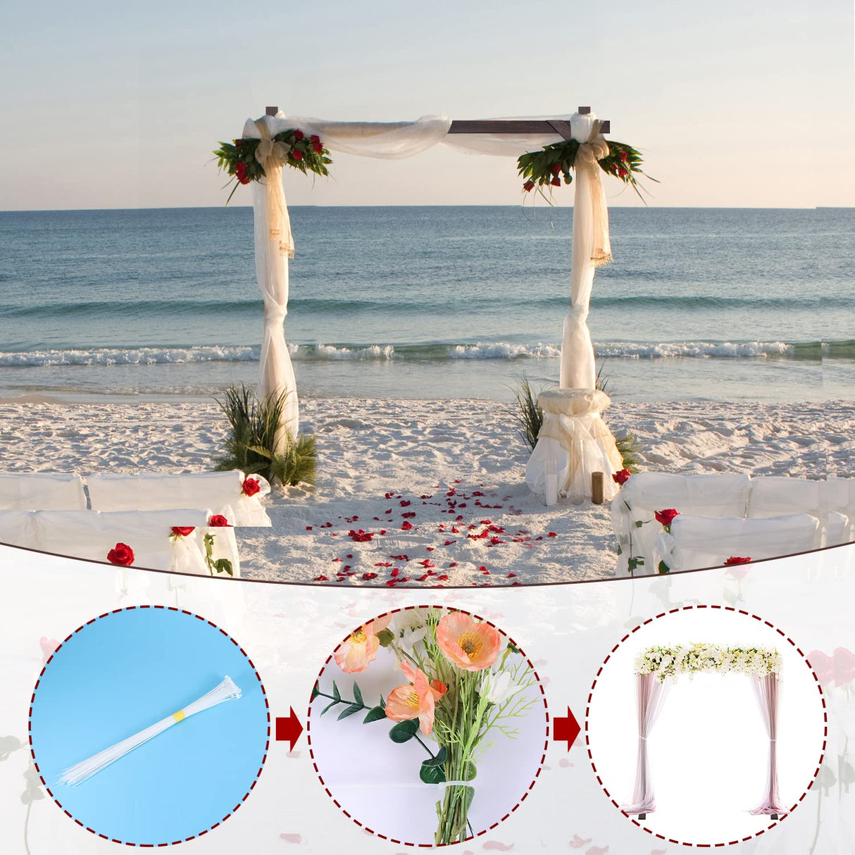 Wooden Wedding Arch, 7.5Ft Large Square Outdoor Wooden Arch, Rustic Wedding Arch for Ceremony Beach Lawn Garden Graduation Parties SAVITA