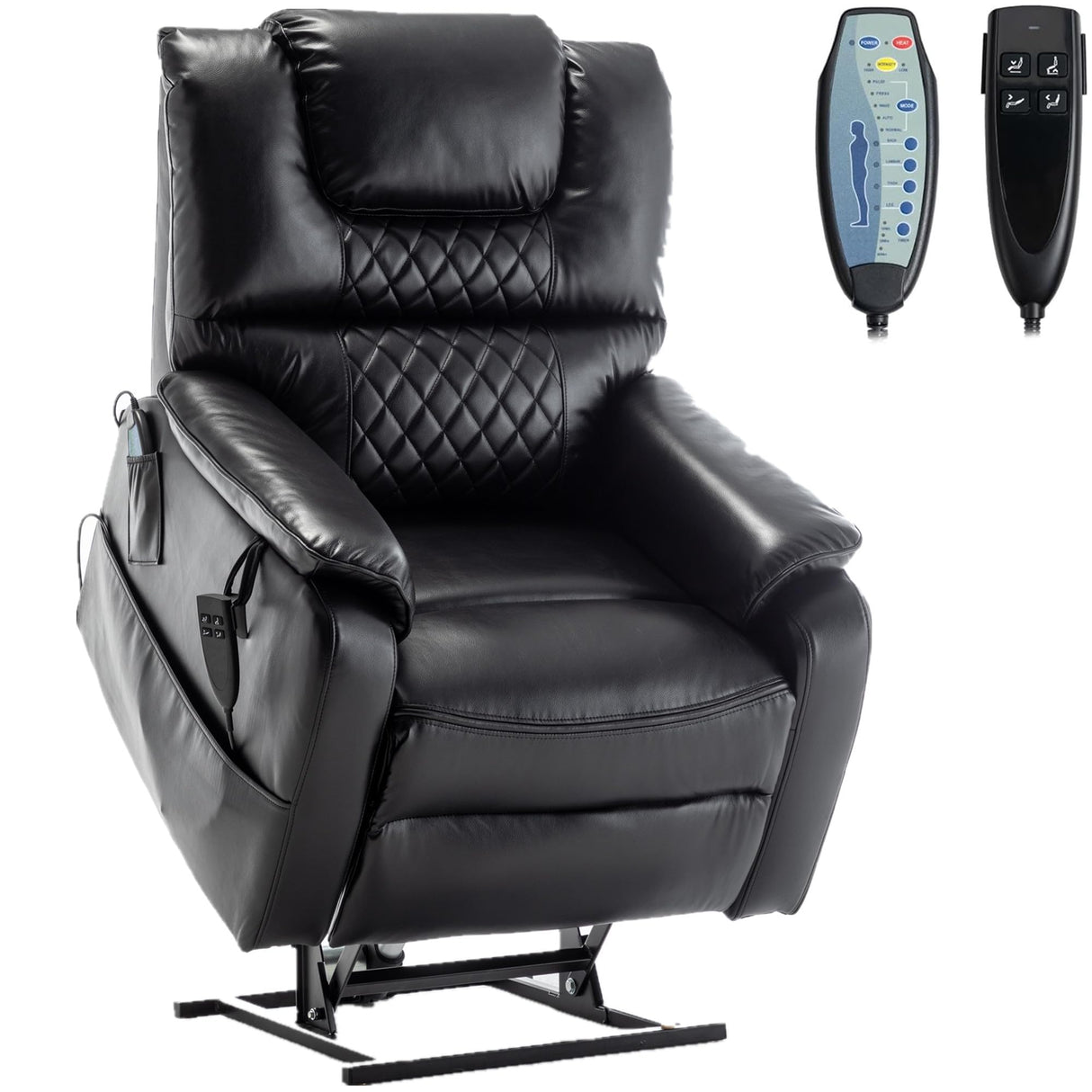 LITVZ Recliner with Lift Assist for Seniors, Heavy Duty Lay Flat Recliner 180-Degree, Dual Motor Power Stand Up Lift Chair with Massage and Heat, Infinite Position Electric Recliner Chair for Elderly LITVZ