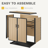 DWVO Outdoor Storage Shed with 2 Shelves, 51 Cu Ft Waterproof Resin Garden Shed with Floor & Lockable Door, Plastic Tool Cabinet for Garbage Cans, Lawn Equipment, Garden Supplies (Brown) DWVO