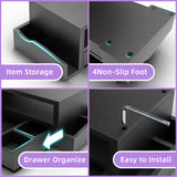 Simple Trending Monitor Stand Riser and Computer Wood Desk Organizer with Drawer and Pen Holder for Laptop, Computer, iMac, Black Simple Trending