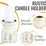 SOFE Rustic Candle Holder for Pillar Candle, Vintage White Wooden Pillar Candle Holder, Farmhouse Antique Candlestick Holder for Dining Table, Coffee Table Centerpiece (4.9" x 4.9" x 6.1") SOFE