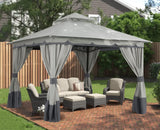 ABCCANOPY 8'x8' Outdoor Gazebo, Double Roof Patio Gazebo with and Shade Curtains, Light Gray ABCCANOPY