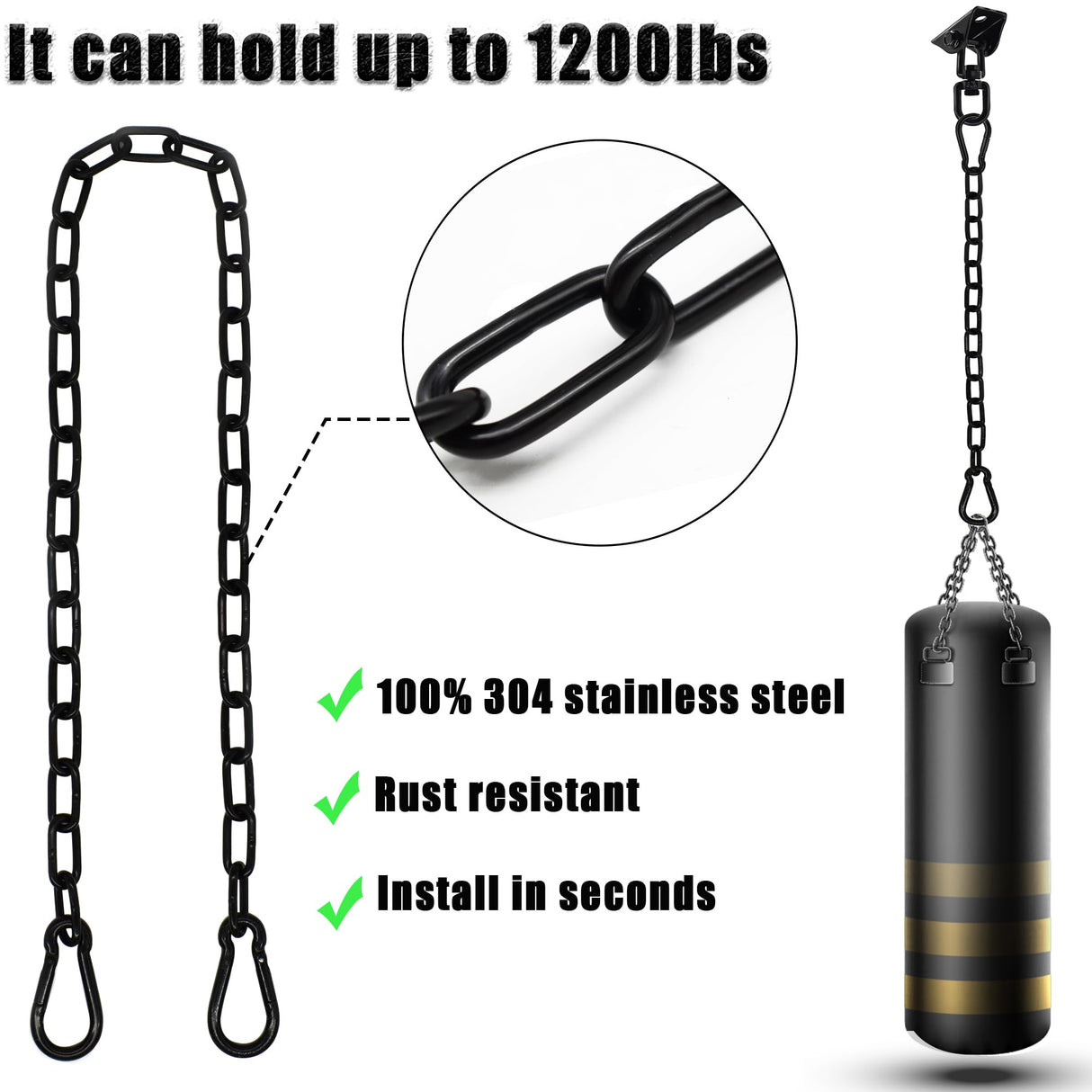 Lendaba Hammock Hanging Kit, Heavy Duty Hanging Chair Hardware 1200 lb Capacity, 360° Rotate Hammock Hooks for Yoga, Chair, Tree, Indoor & Outdoor Gym Ledanba