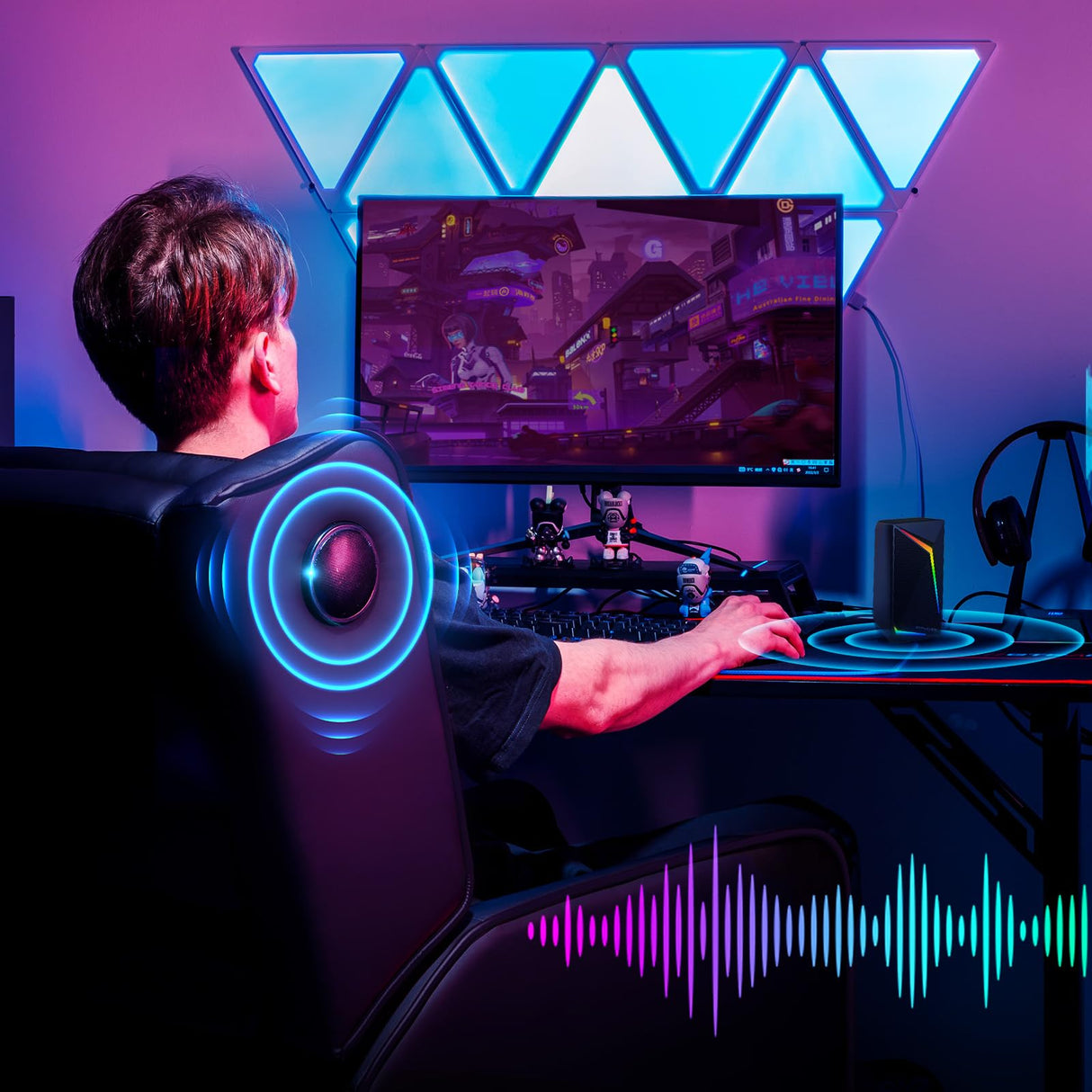 GTRACING Gaming Recliner Chair with Bluetooth Speakers Racing Style Single Gaming Sofa Modern Living Room Recliners Ergonomic Comfortable Massage Home Theater Seating, Black GTRACING