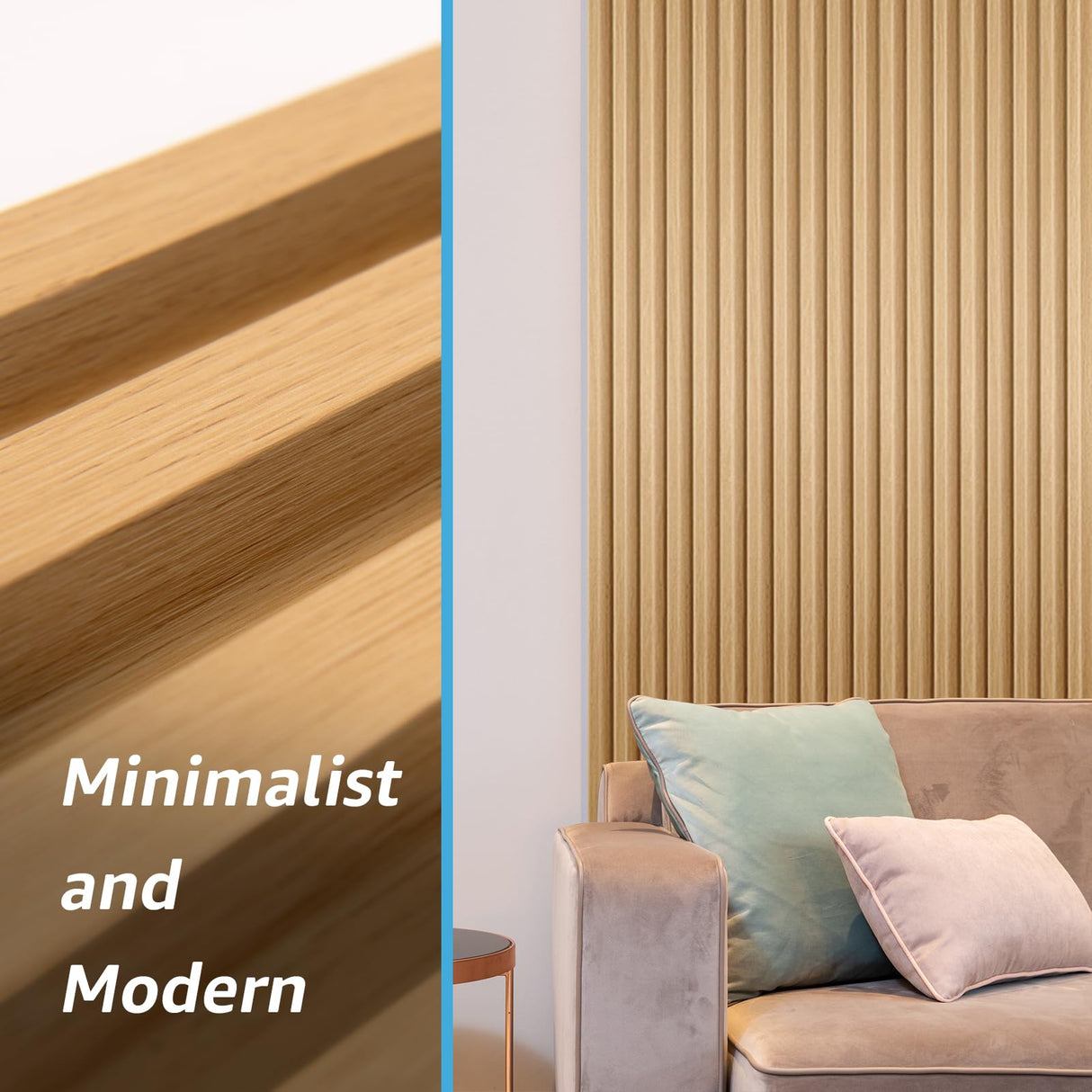 Art3d 8-Pack 96 x 6in. WPC Acoustic Slat Wall Panel for Modern Interior Decor, TV Background, Living Room, Oak Art3d