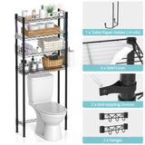 Hodonas Over Toilet Bathroom Organizer, 4-Tier Over The Toilet Storage Shelf Bathroom Shelves, Above Toilet Storage Rack Bathroom Space Saver, Black Hodonas