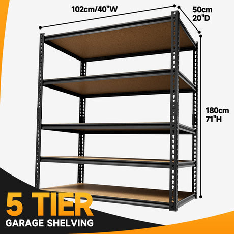 cynnda 5-Tier 40" W x 20" D x 71" H Garage Storage Shelves 2500LBS Garage Shelving Adjustable Metal Shelf Heavy Duty Shelving Units for Garages Steel Pantry Rack cynnda