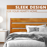 Acacia Wood King Size Bed Frame with Artistic Headboard - Contemporary Solid Platform Design in Caramel A ACACIA FURNITURE